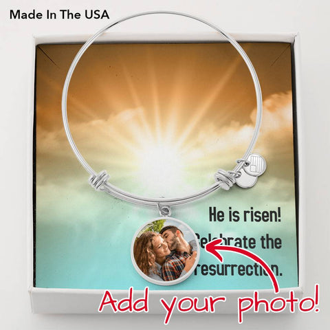 Celebrate the resurrection-Photo Circle Bracelet - Custom Heart Design