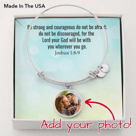 May the Lord be with you-Photo Circle Bangle - Custom Heart Design