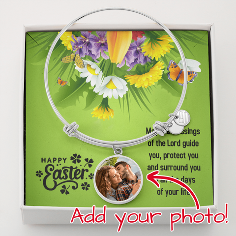 Easter Photo Circle Bracelet - Custom Heart Design