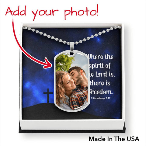 The Spirit of the Lord-Photo Tag Necklace - Custom Heart Design