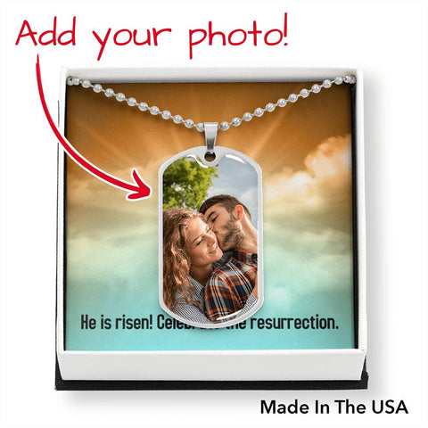 Celebrate the resurrection-Photo Tag Necklace - Custom Heart Design