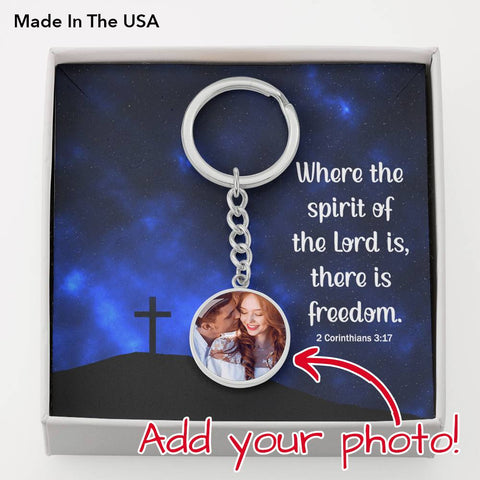 The spirit of the Lord-Photo Circle Keychain - Custom Heart Design