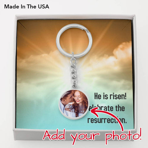 Celebrate the resurrection-Photo Circle Keychain - Custom Heart Design