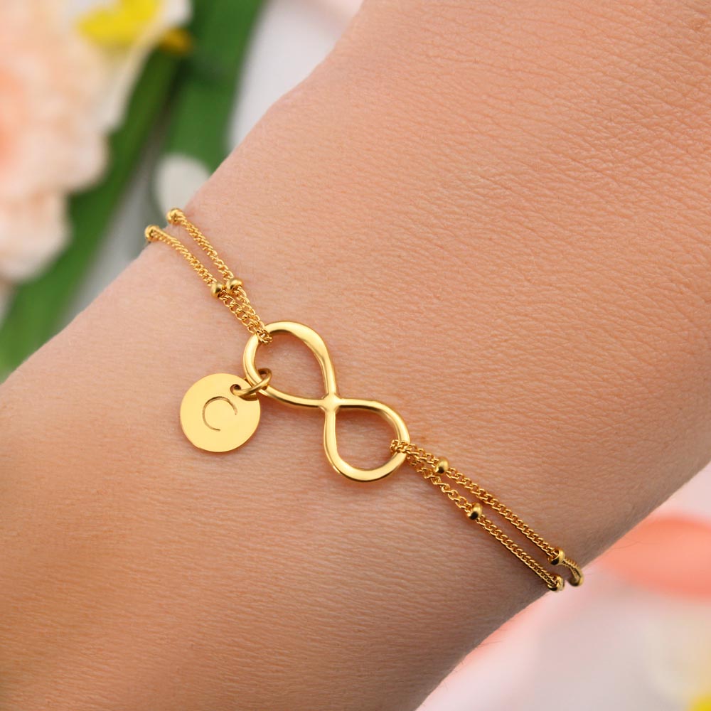 Engraved infinity Bracelet in 18k Gold Plating over 925 Sterling Silver |  JOYAMO - Personalized Jewelry