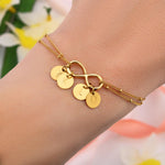 Infinity Bracelet with Initial Charms - Custom Heart Design