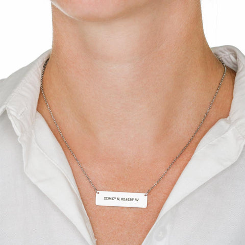 Coordinates Horizontal Bar Necklace - Custom Heart Design