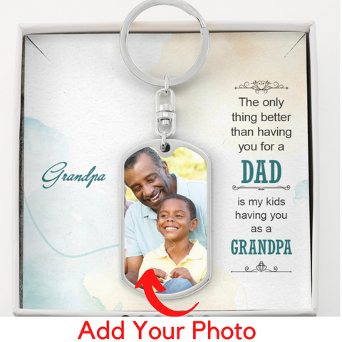 Dad, Thanks for being a great Grandpa-Tag Keychain - Custom Heart Design